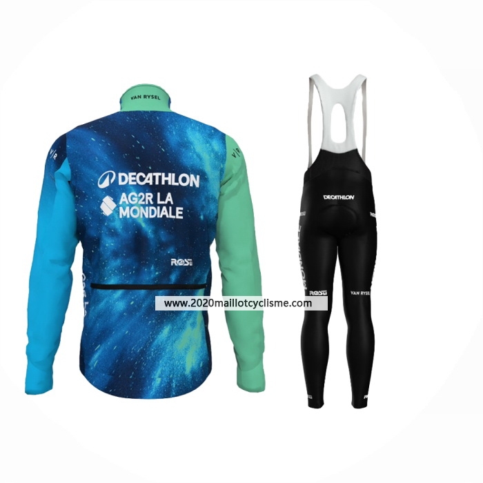2024 Maillot Cyclisme Ag2r La Mondiale Profond Bleu Manches Longues Et Cuissard